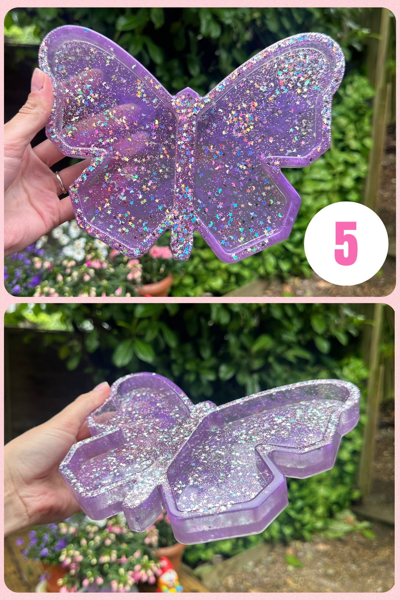 Large Butterfly Coin Tray - Handmade Resin Coin Tray