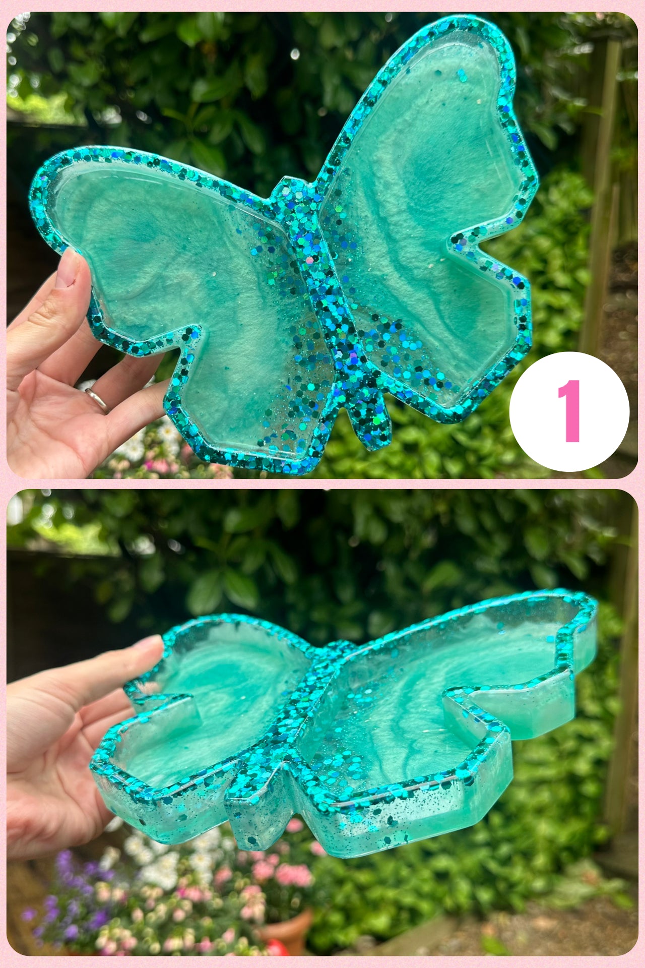 Large Butterfly Coin Tray - Handmade Resin Coin Tray