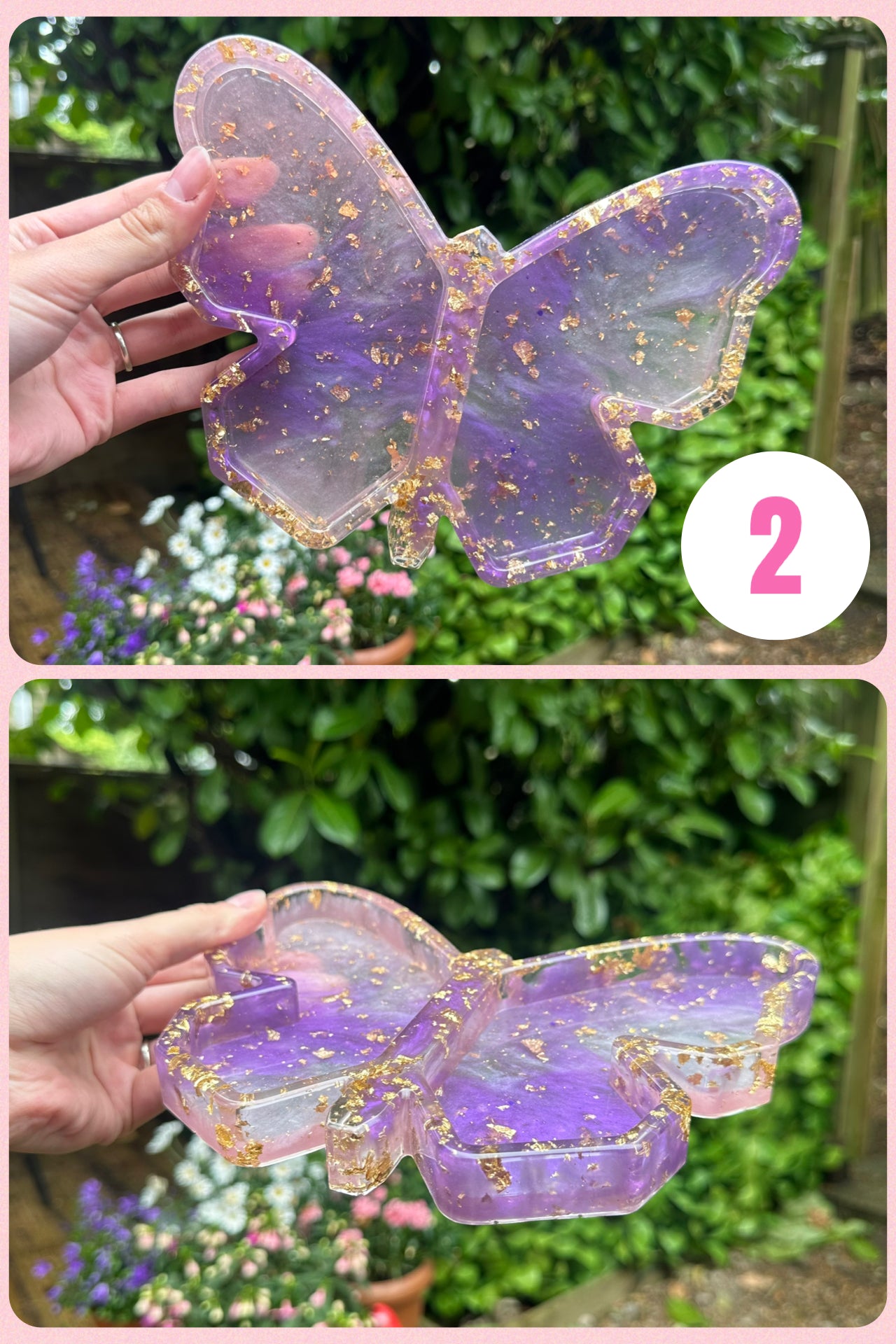 Large Butterfly Coin Tray - Handmade Resin Coin Tray