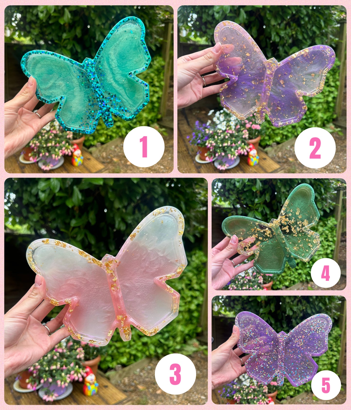 Large Butterfly Coin Tray - Handmade Resin Coin Tray