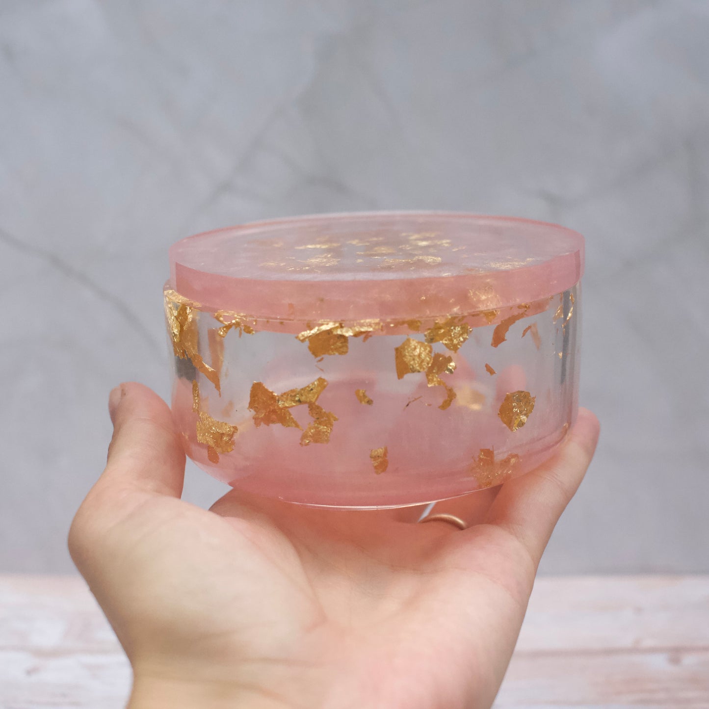 Large pink & gold resin money pot