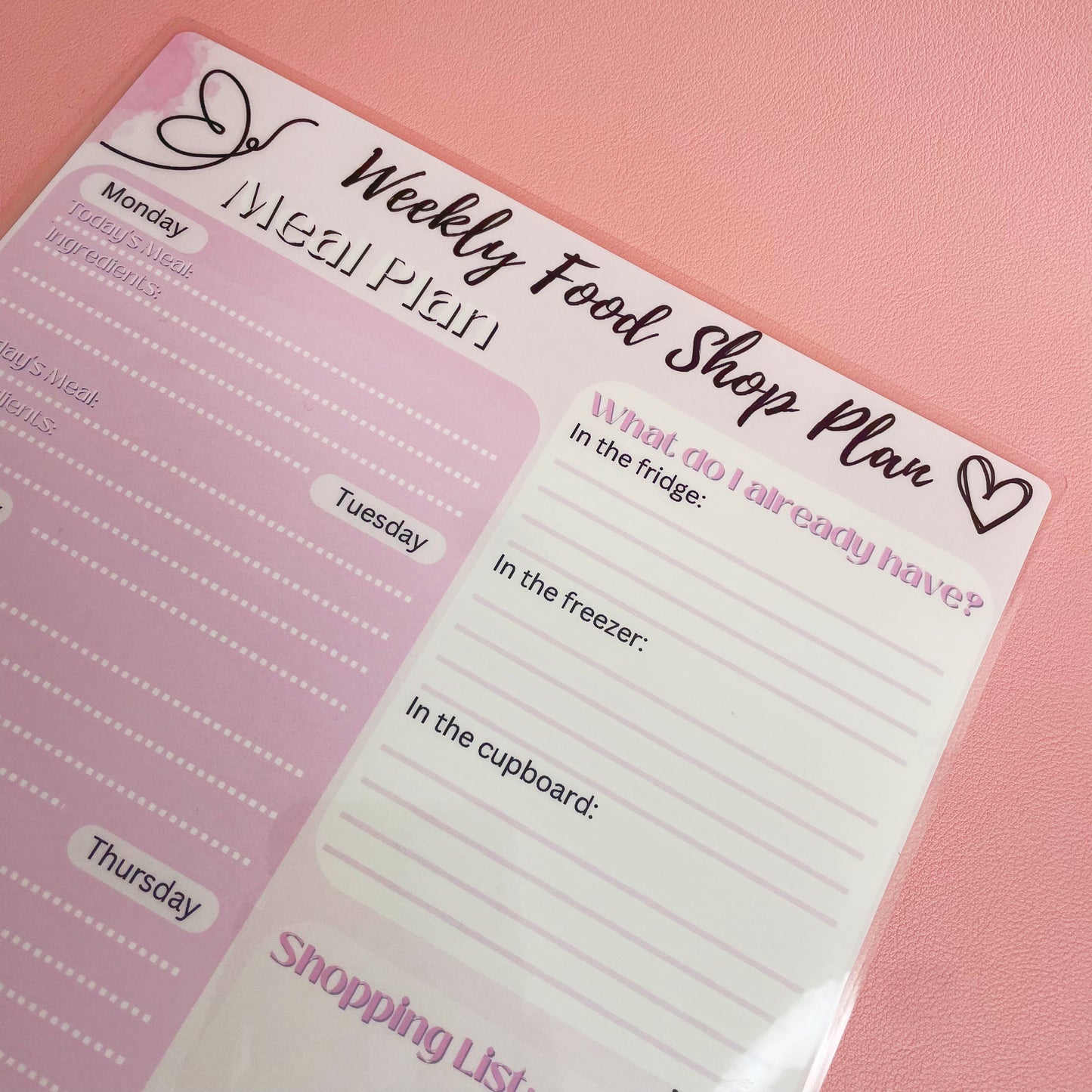 Weekly Food Shop Planner | Laminated Tracker