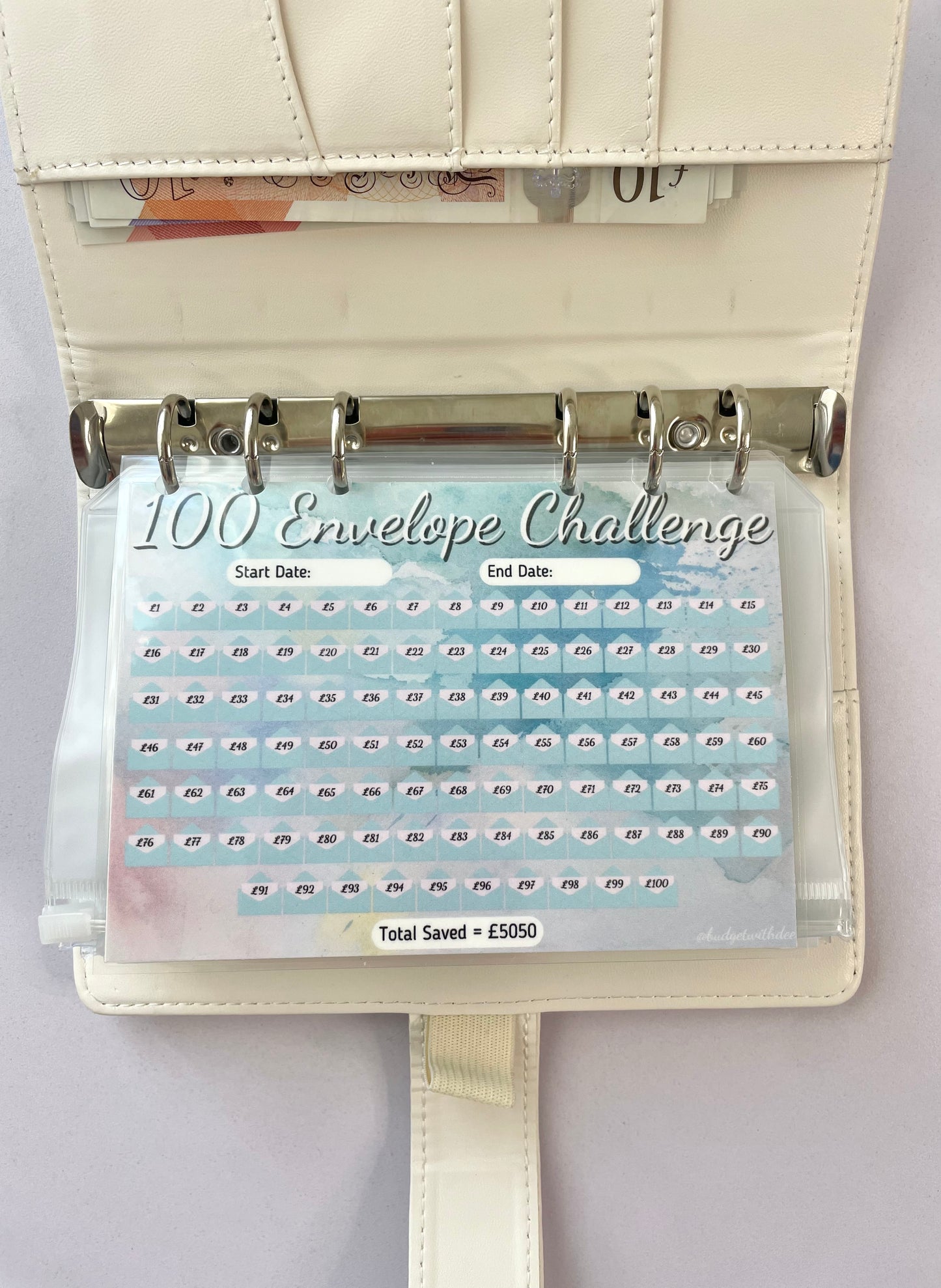 100 Envelope Challenge - Laminated Savings Tracker