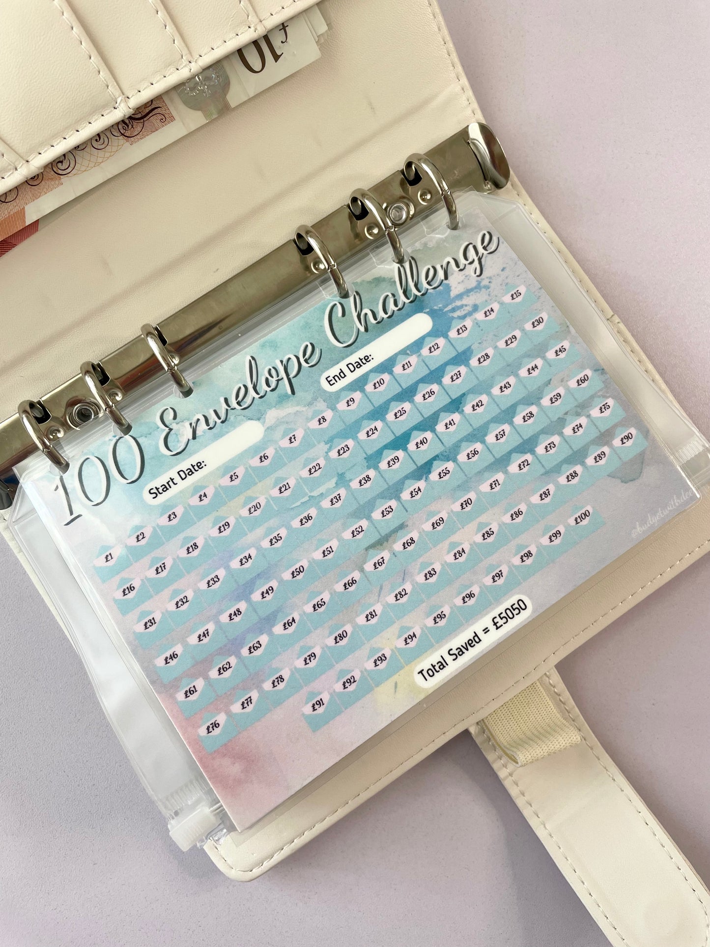 100 Envelope Challenge - Laminated Savings Tracker