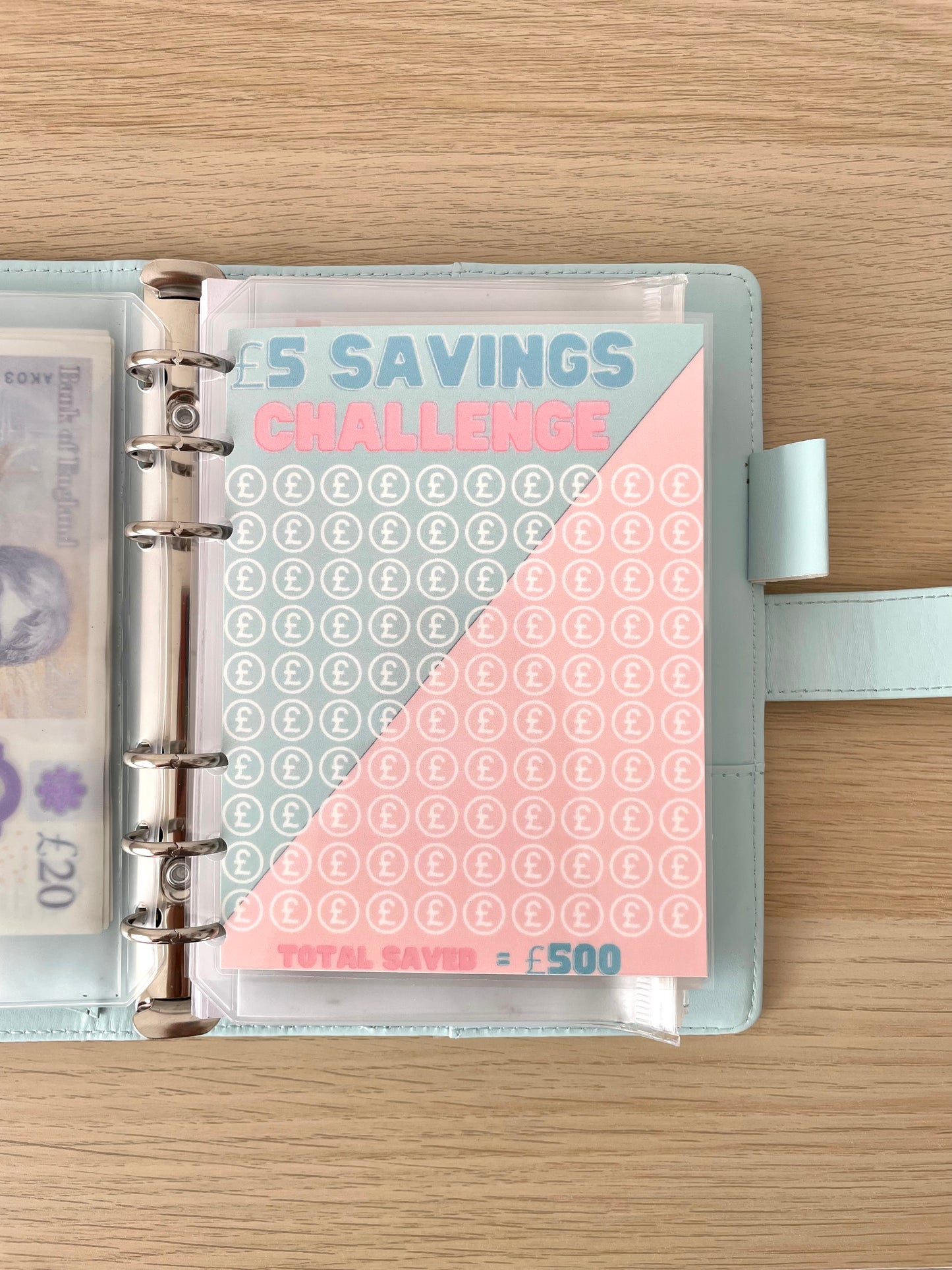 100 Day Saving Challenge - Hole Punched Laminated Tracker