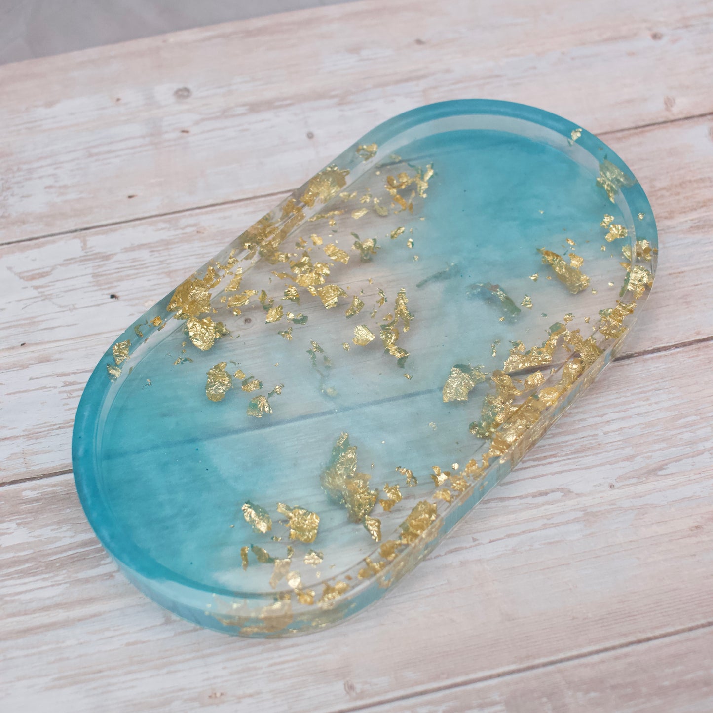 Blue & gold resin coin tray