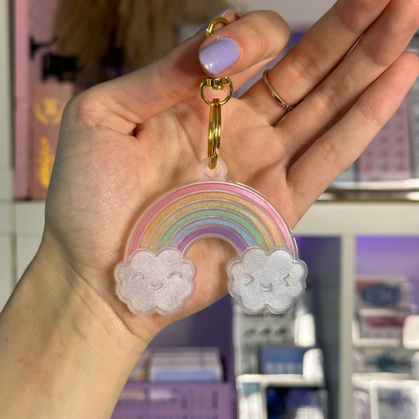 Handmade Resin Rainbow Keychain