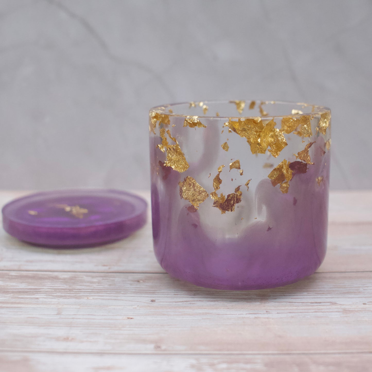 Lilac & gold resin money pot