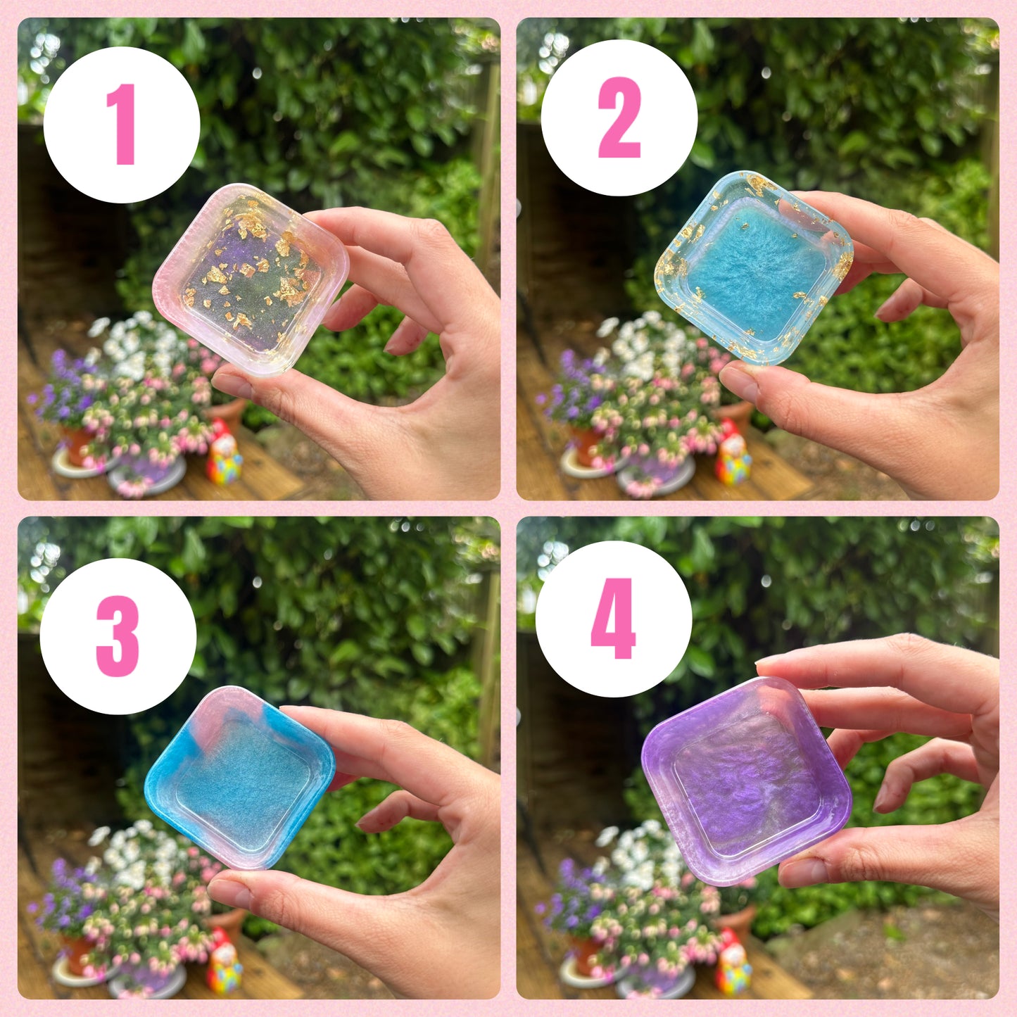 Handmade Mini Square Resin Coin Tray