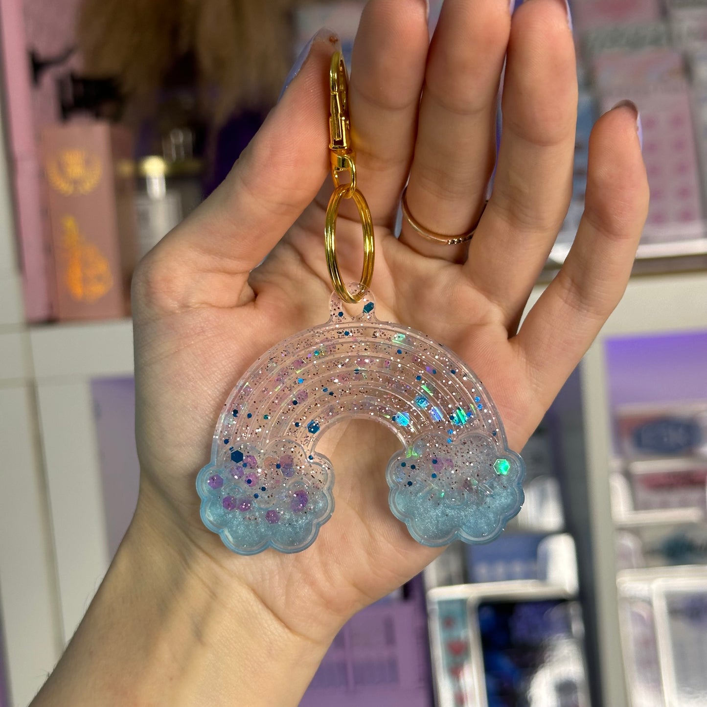 Handmade Resin Rainbow Keychain