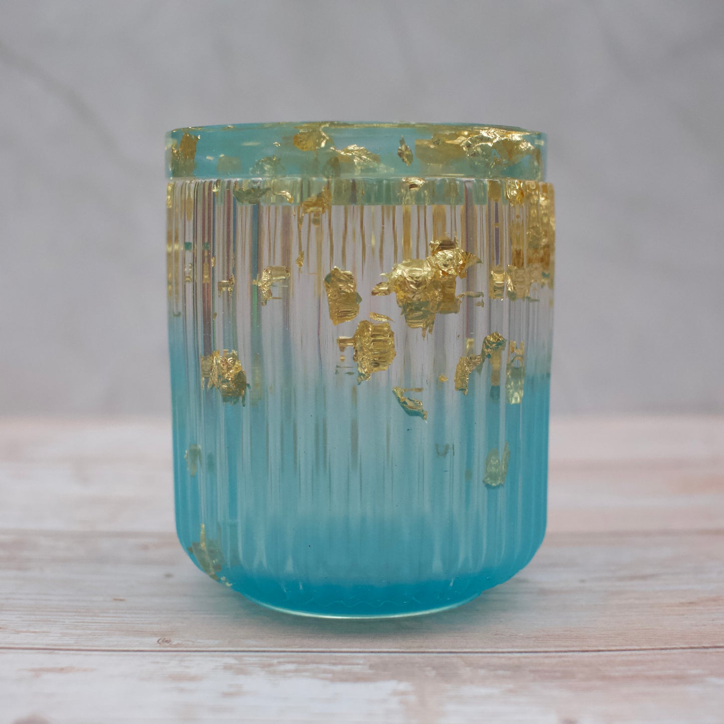 Blue & gold resin money pot