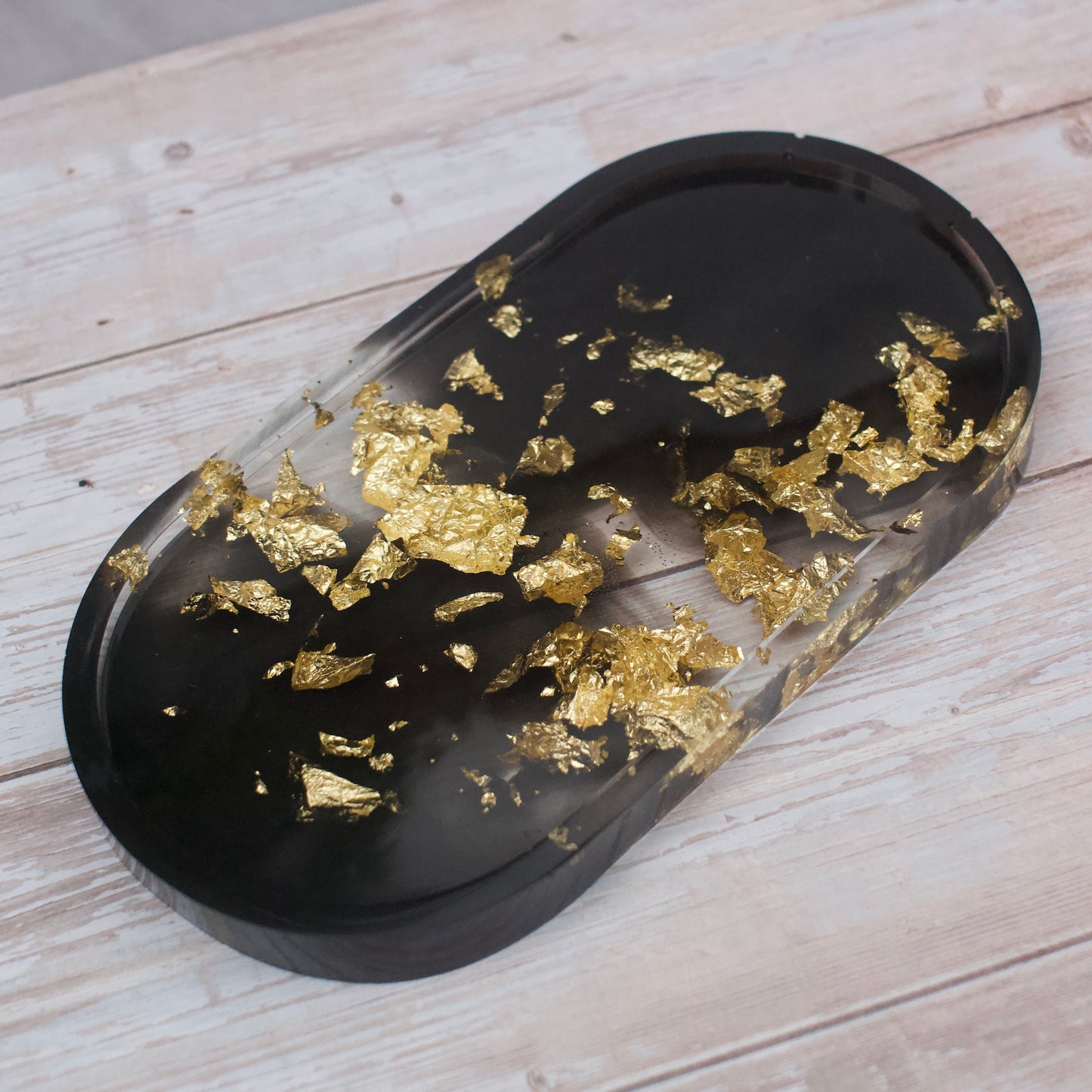 Black & gold resin coin tray