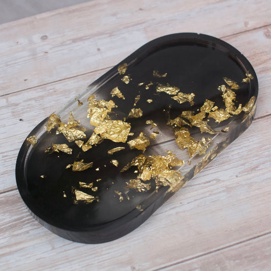 Black & gold resin coin tray
