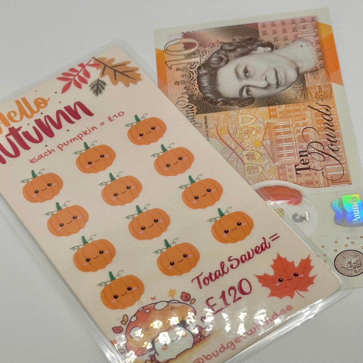 Hello Autumn Laminated Savings Tracker