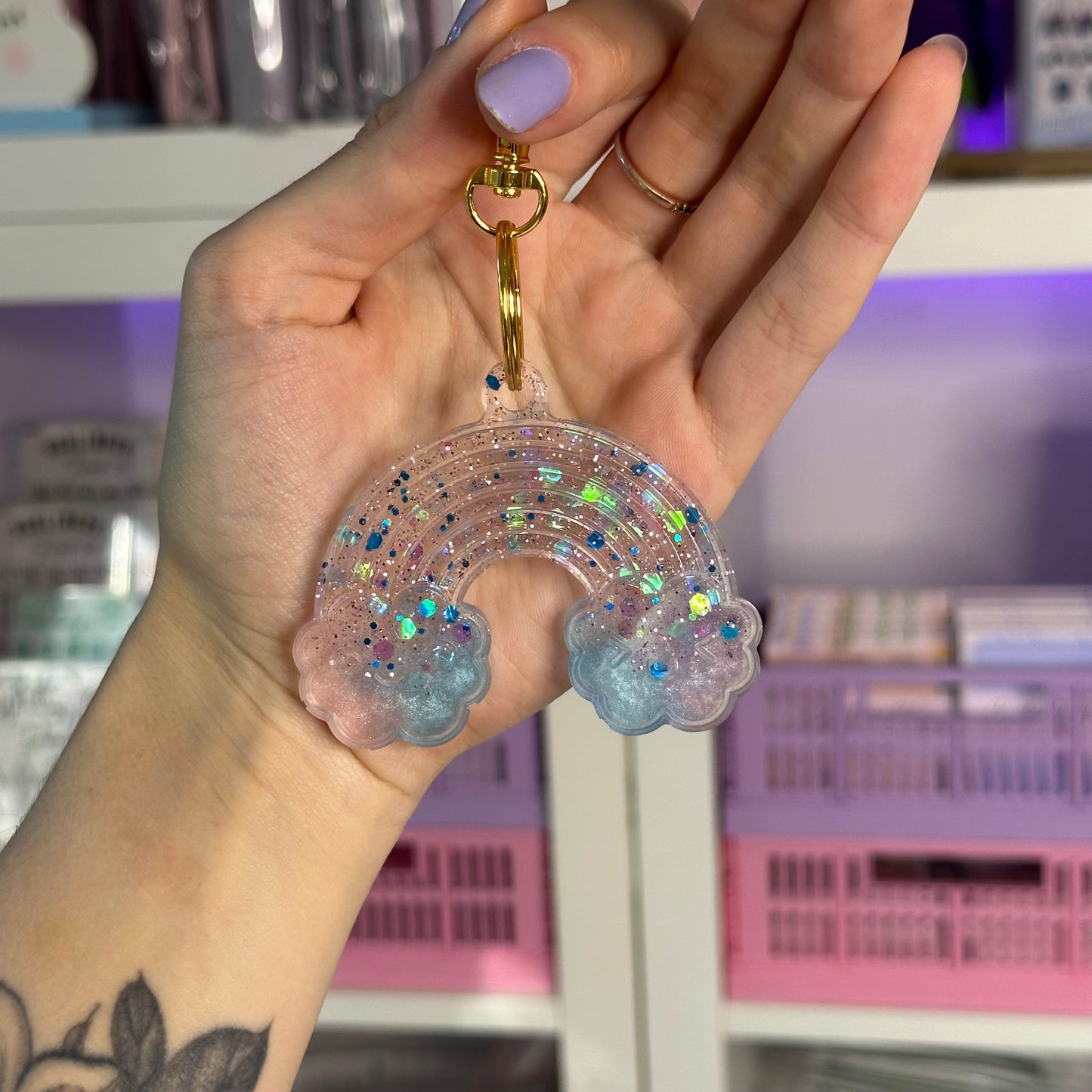 Handmade Resin Rainbow Keychain