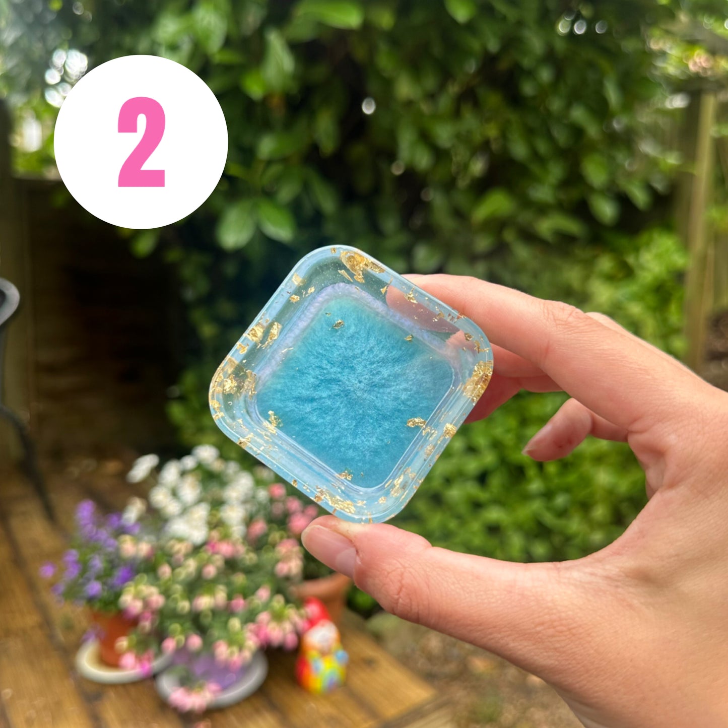 Handmade Mini Square Resin Coin Tray