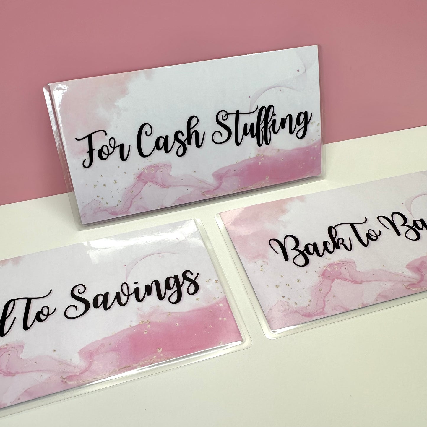 Cash Stuffer Set - Pink Laminated Wallet Inserts (Set of 3)