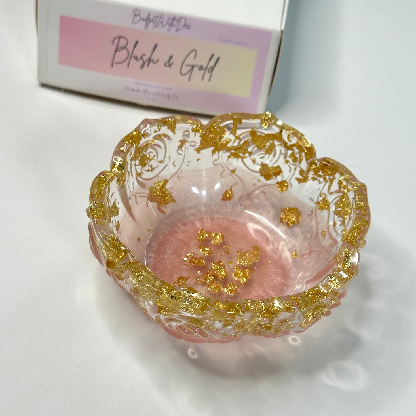 Blush & Gold; Handmade Resin Coin Bowl Dish