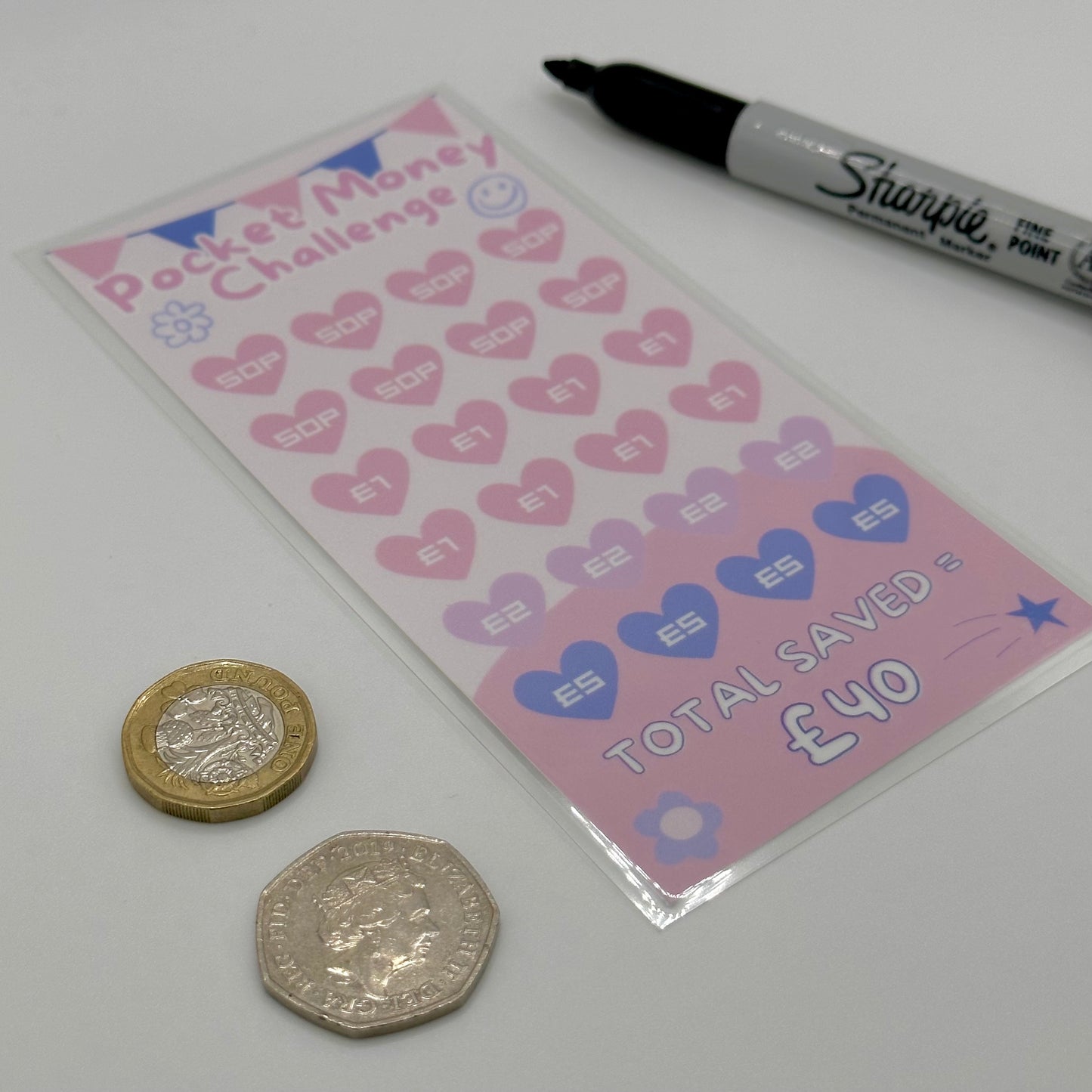 Pocket Money Challenge - Save £40! Children's Laminated Savings Challenge