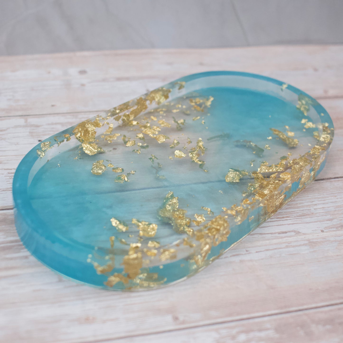 Blue & gold resin coin tray