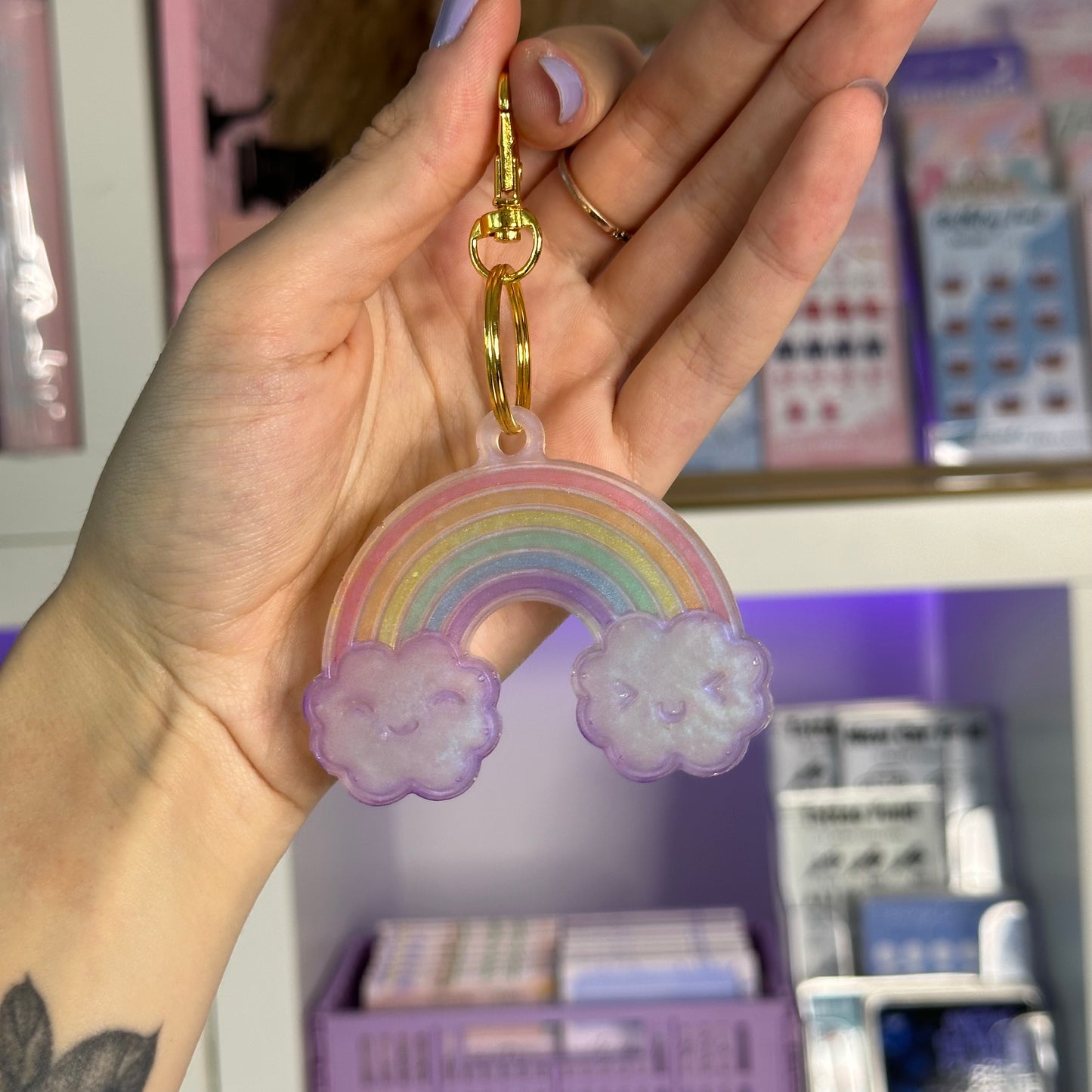 Handmade Resin Rainbow Keychain