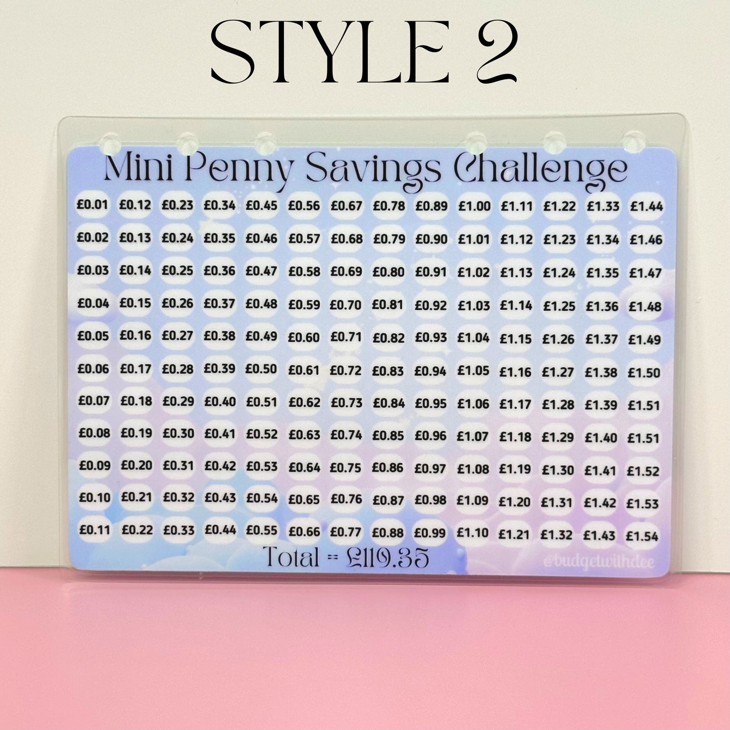 Mini Penny Savings Challenge Laminated Tracker