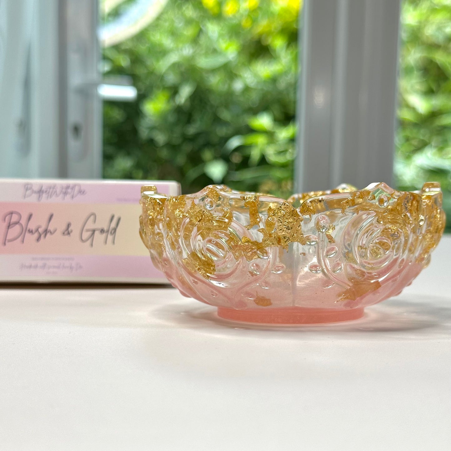 Blush & Gold; Handmade Resin Coin Bowl Dish