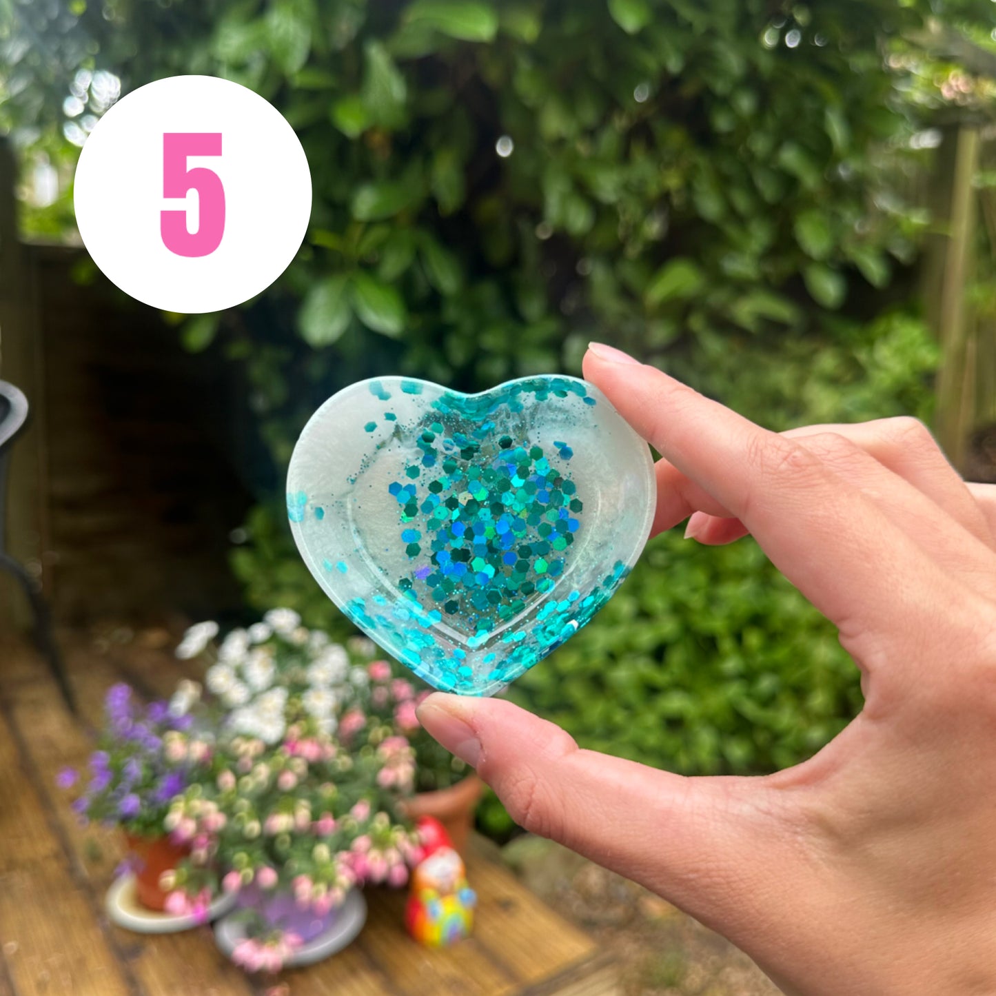 Handmade Mini Heart Resin Coin Tray