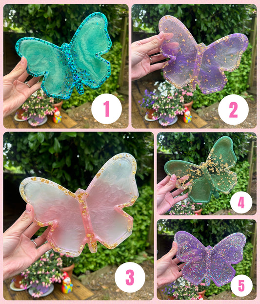 Large Butterfly Coin Tray - Handmade Resin Coin Tray