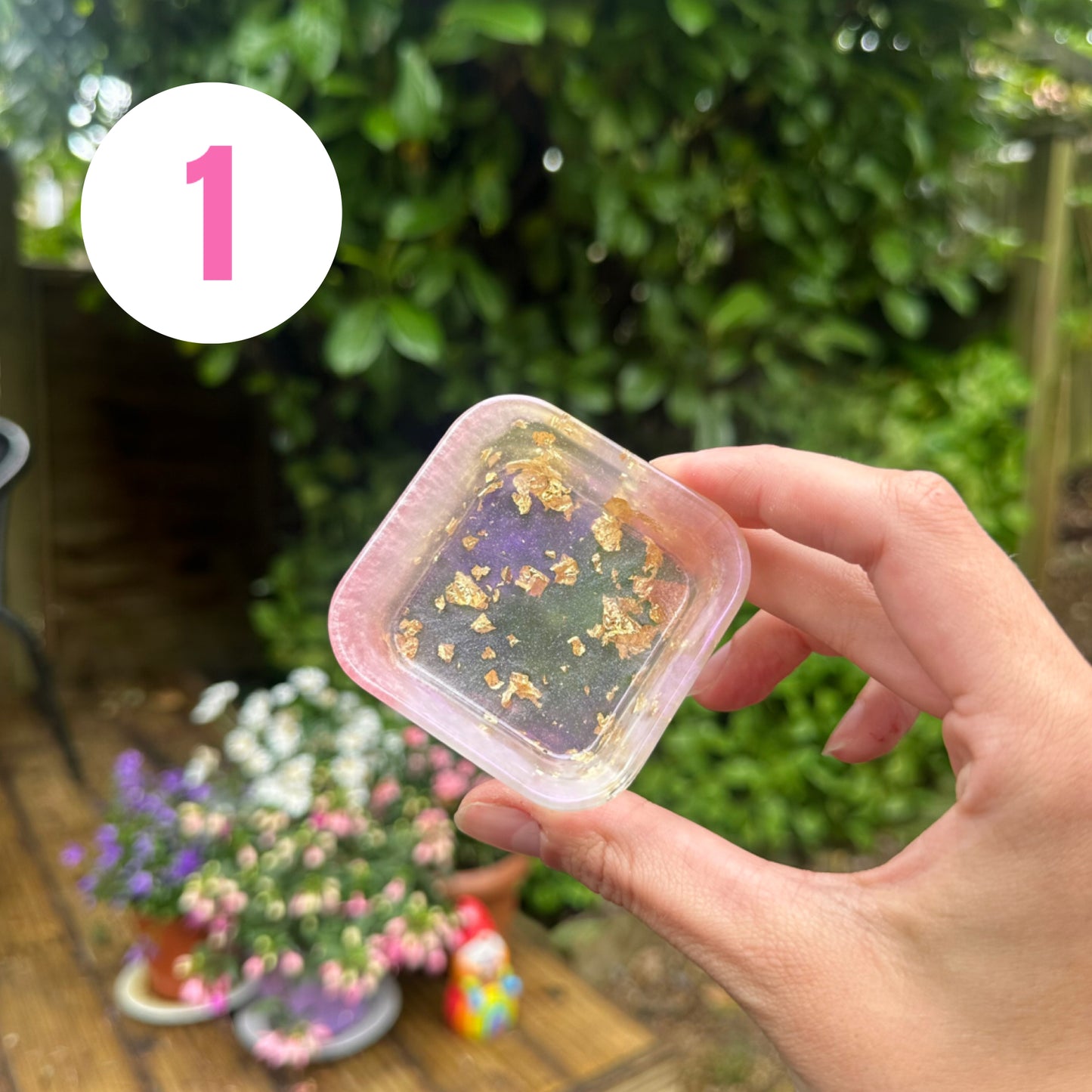 Handmade Mini Square Resin Coin Tray