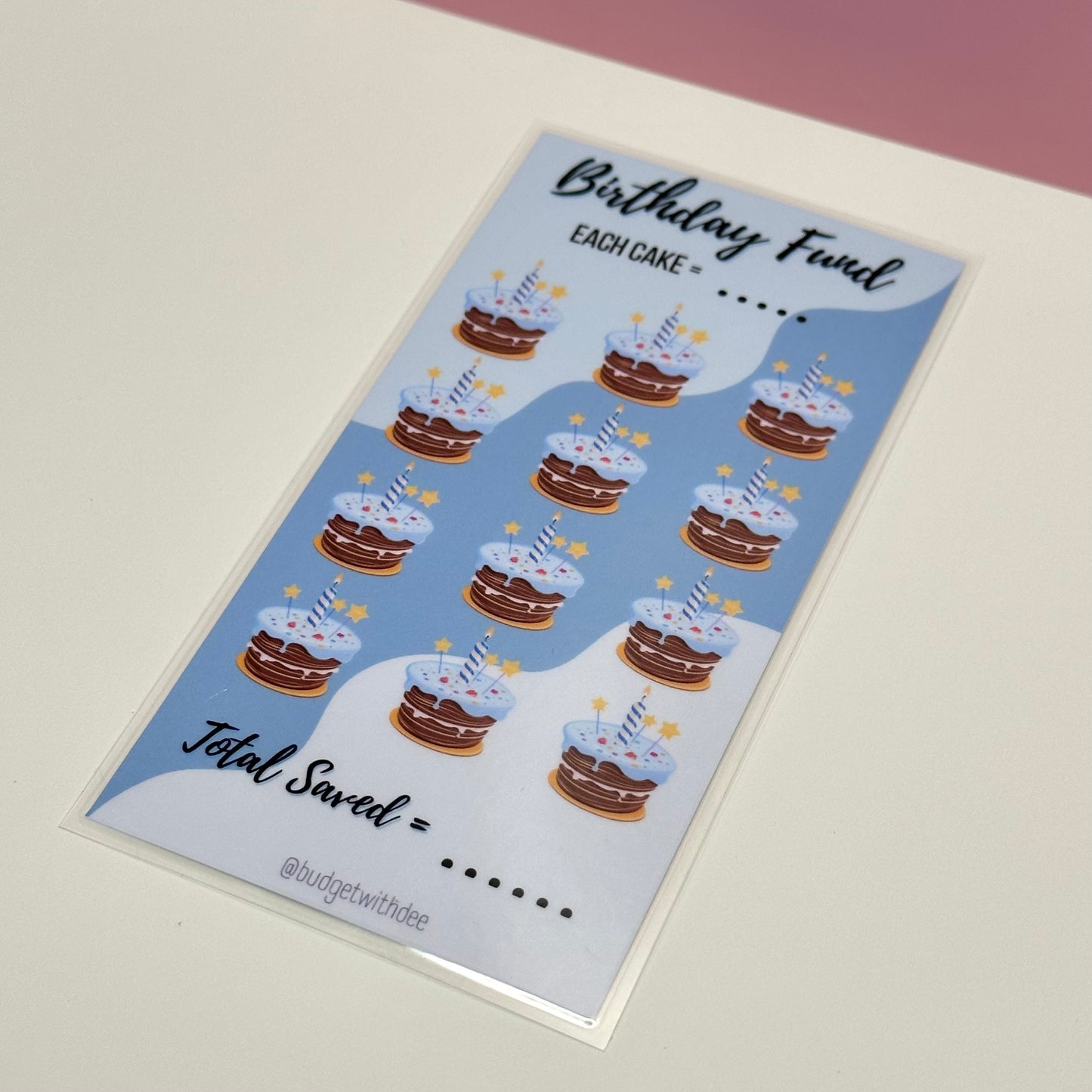 Blue Birthday Fund Laminated Savings Tracker