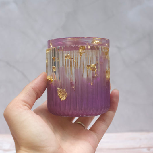 Lilac & gold resin money pot