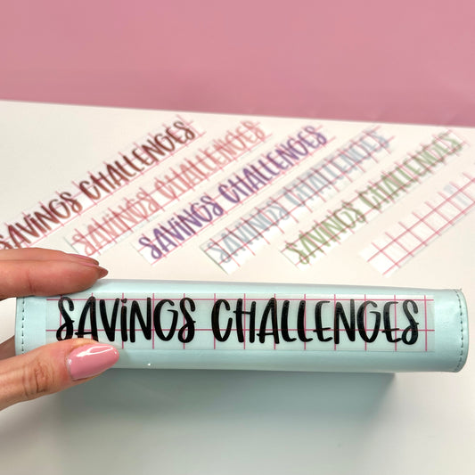 'Savings Challenges' Binder Spine Vinyl Sticker