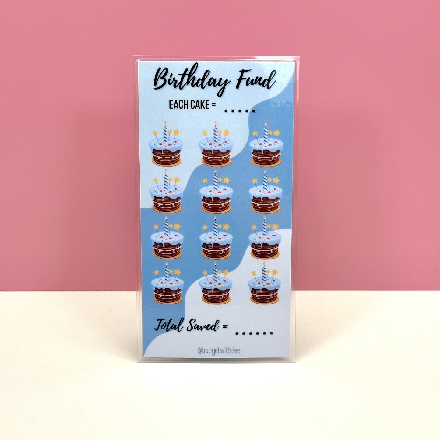 Blue Birthday Fund Laminated Savings Tracker