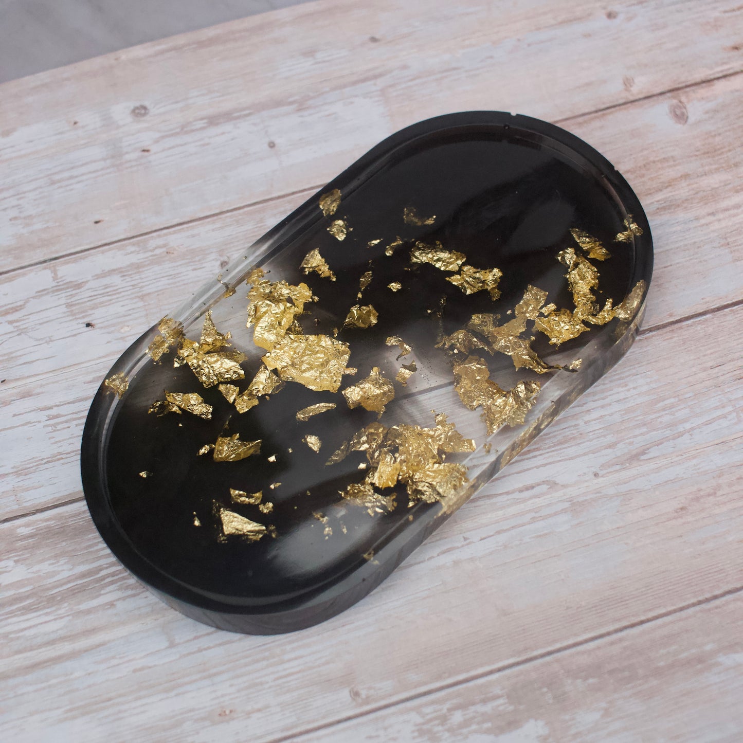 Black & gold resin coin tray