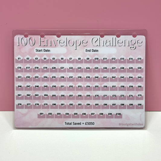 Pink 100 Envelope Challenge Laminated Tracker