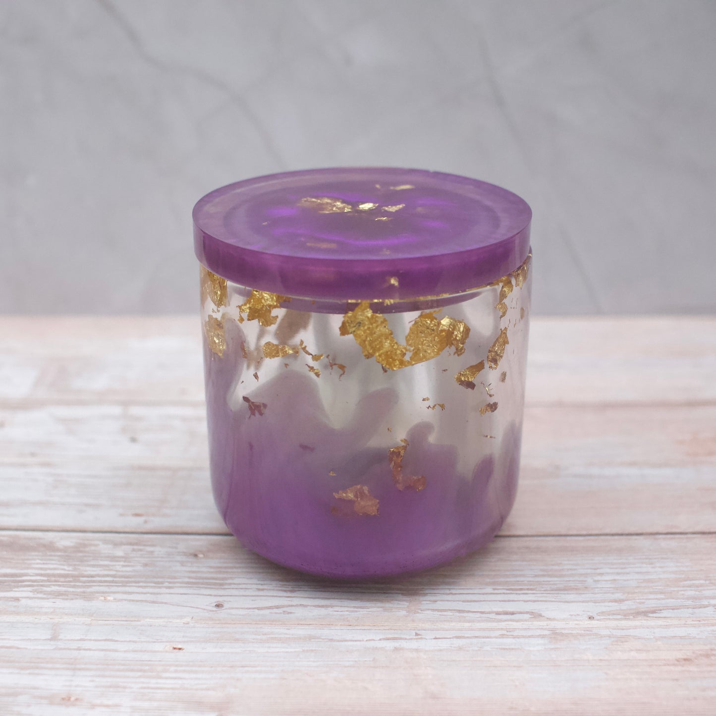 Lilac & gold resin money pot