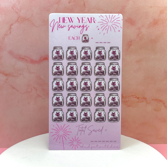 New year, new savings - Laminated savings challenge tracker