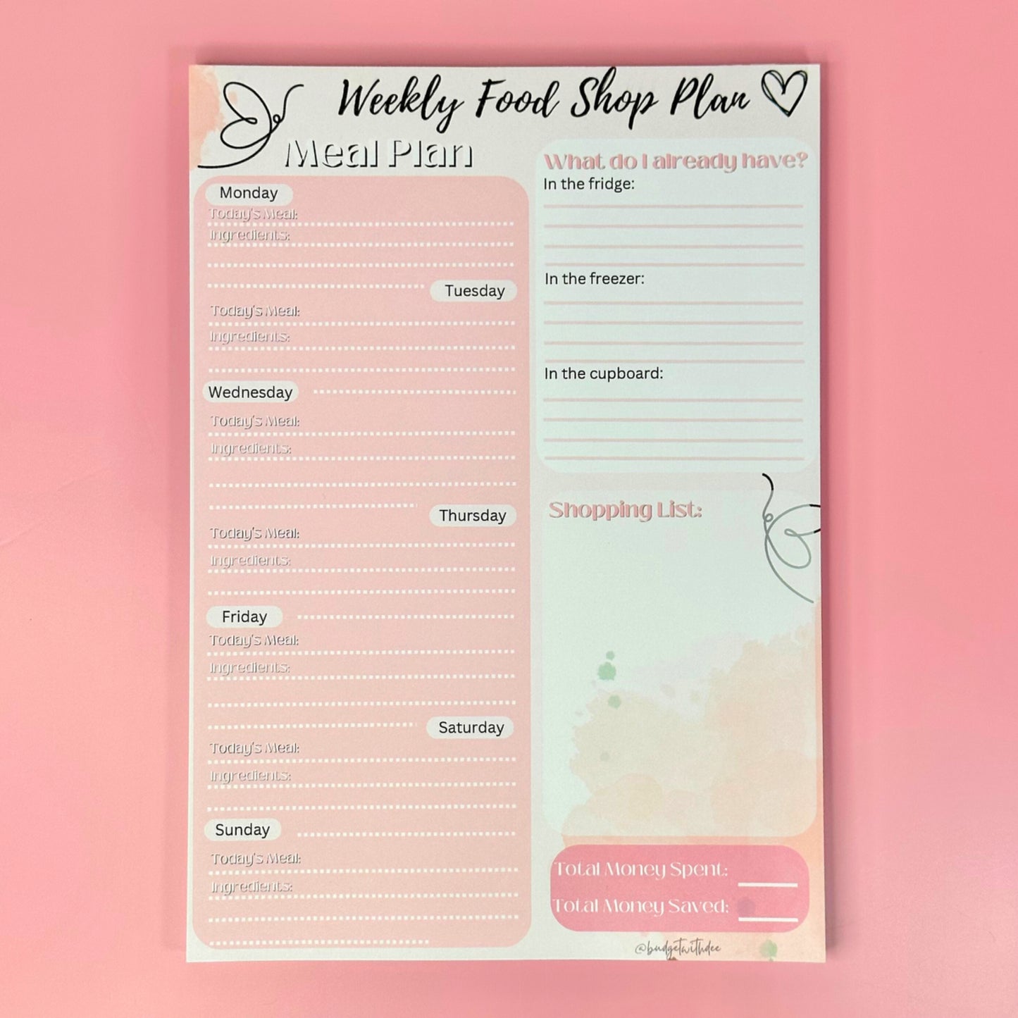 Food Shop/Meal Plan A4 Notepad