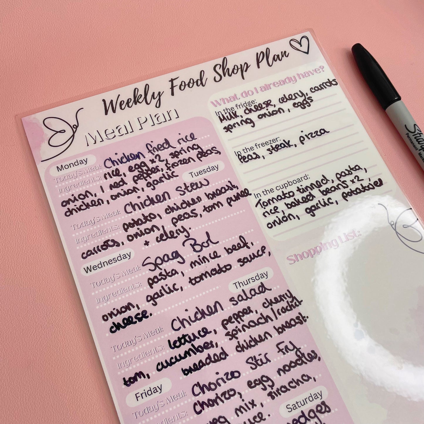 Weekly Food Shop Planner | Laminated Tracker