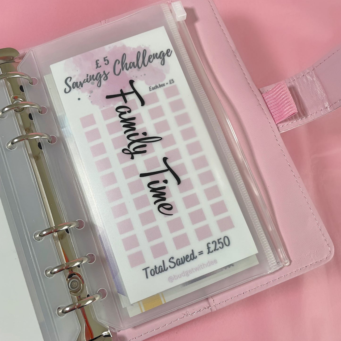 Save £250! £5 Savings Challenge in Baby Pink | Laminated Savings Tracker