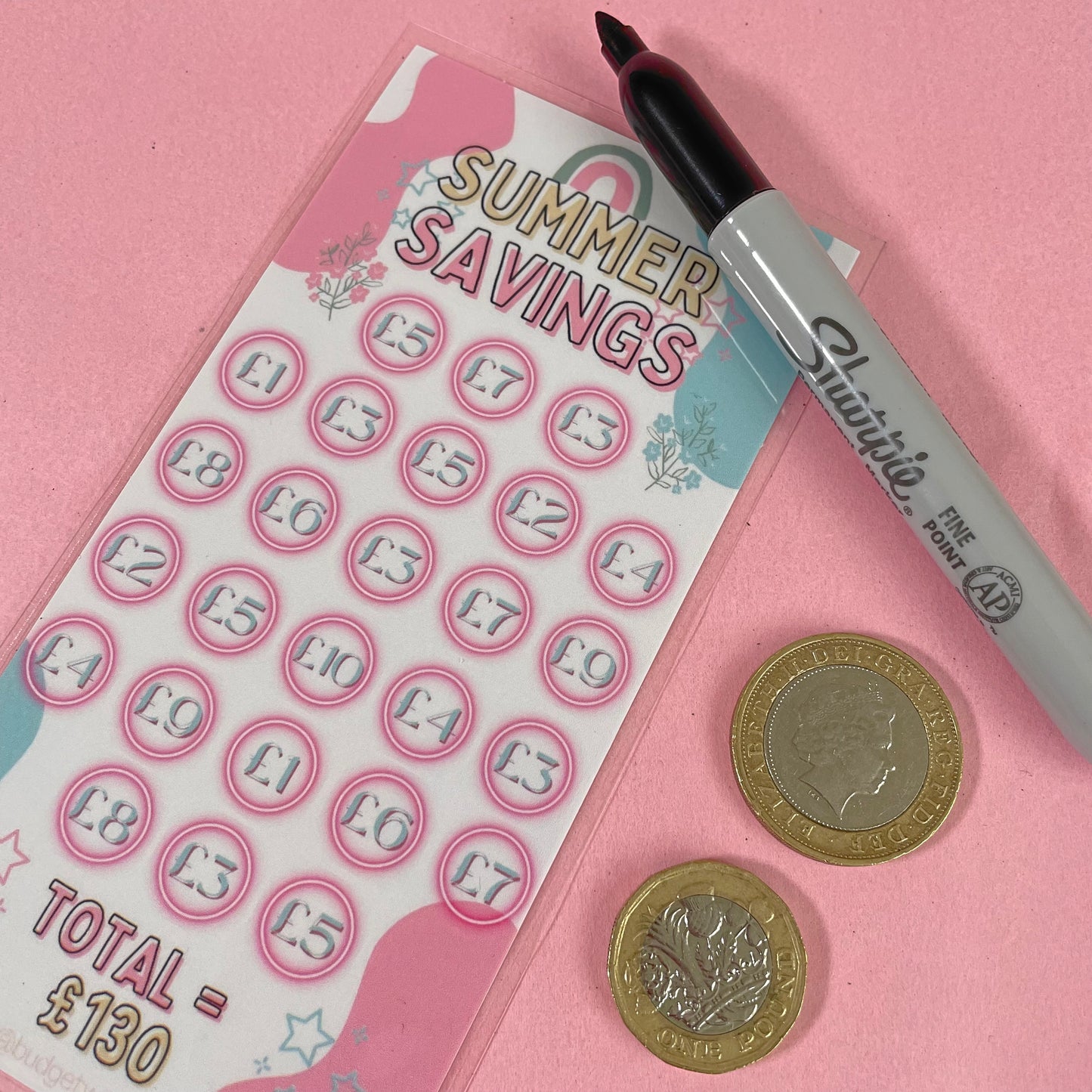 Summer Savings Challenge - Save £130! | Laminated Savings Tracker