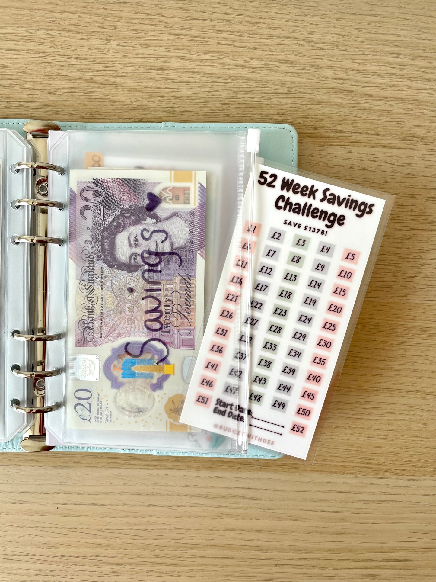 52 Week Savings Challenge Laminated Tracker