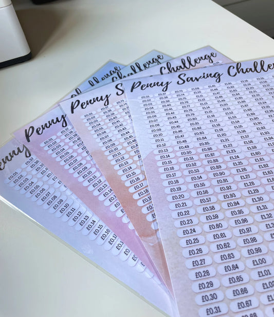 Penny Saving Challenge Tracker - A4 Laminated sheet