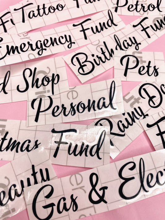 Vinyl Category Stickers for Cash Stuffing Wallets