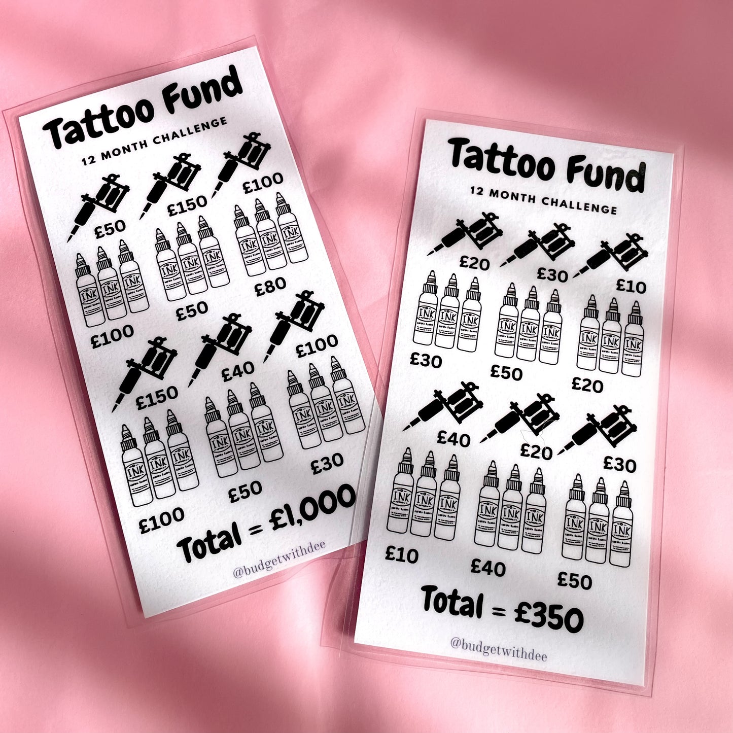 Tattoo Fund Laminated Savings Tracker | Budget Binder Wallet Insert