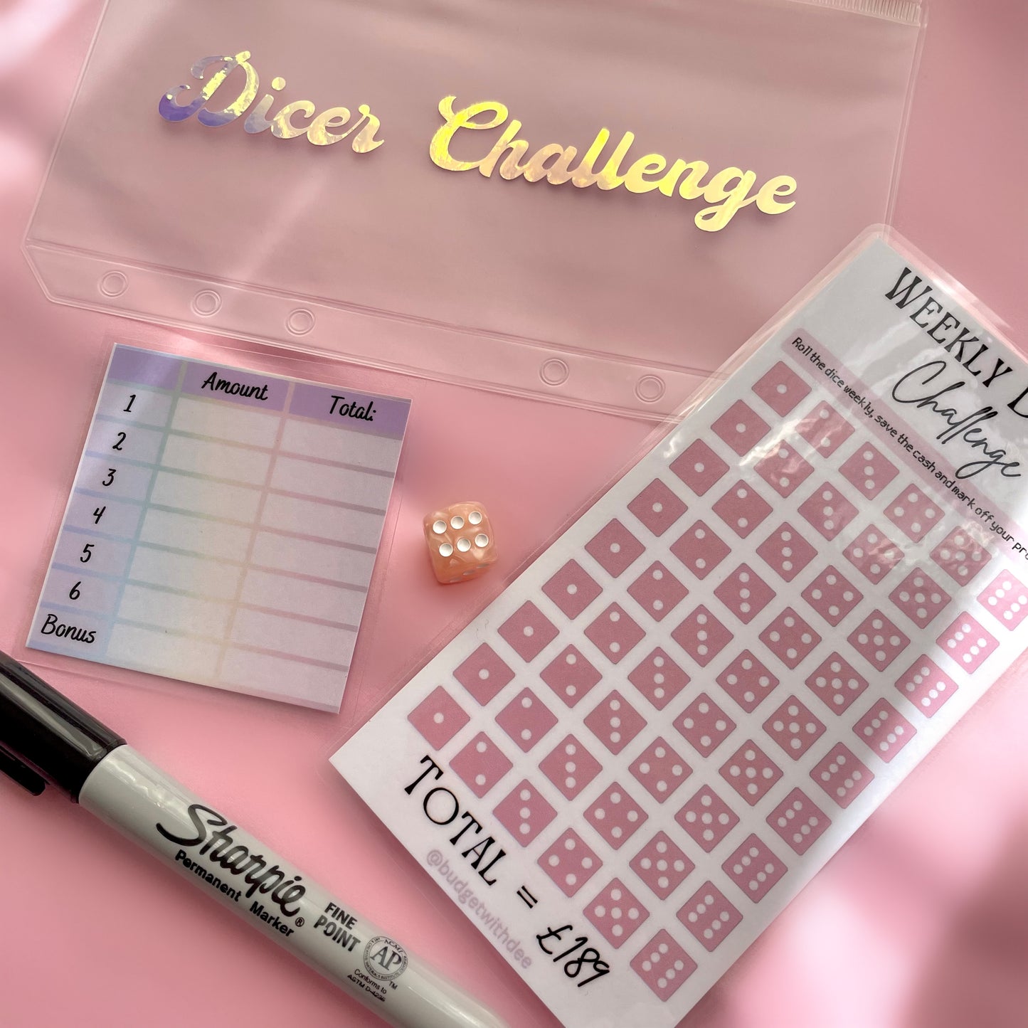 Weekly Dice Challenge - Save £189! Laminated Savings Challenge Set