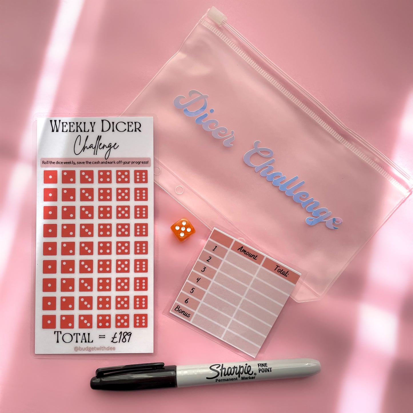 Weekly Dice Challenge - Save £189! Laminated Savings Challenge Set