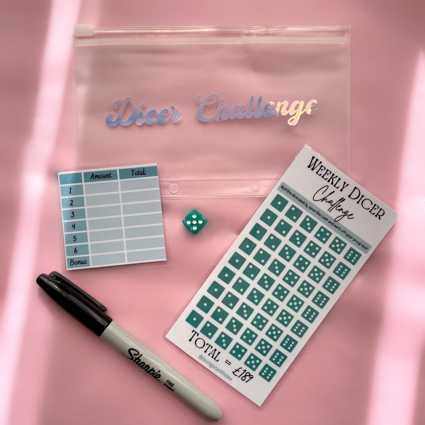 Weekly Dice Challenge - Save £189! Laminated Savings Challenge Set