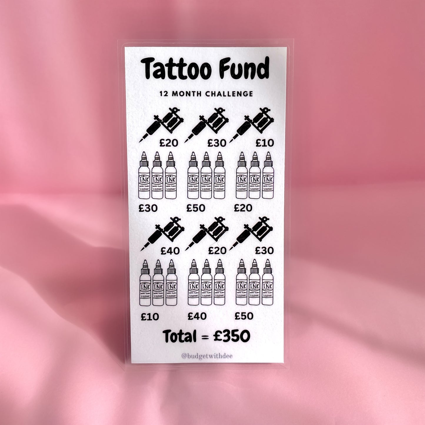 Tattoo Fund Laminated Savings Tracker | Budget Binder Wallet Insert